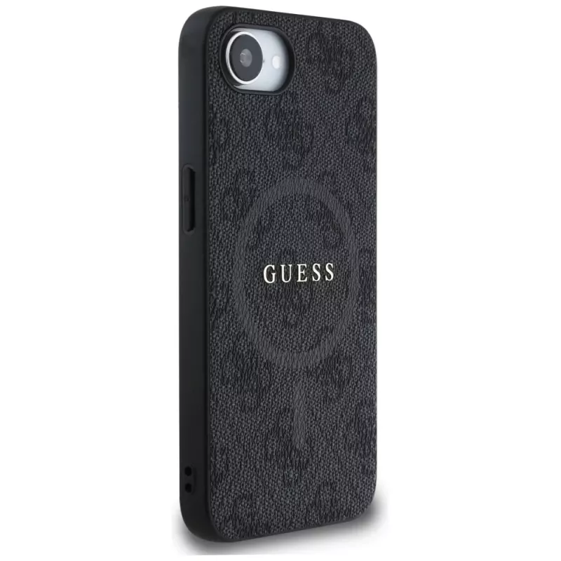 Guess 4G Ring Classic Logo MagSafe-hoesje voor iPhone 16e (zwart)