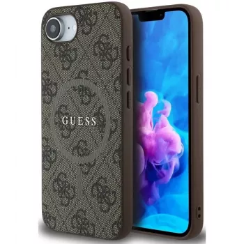 Guess 4G Ring Classic Logo MagSafe-hoesje voor Apple iPhone 16e (bruin)