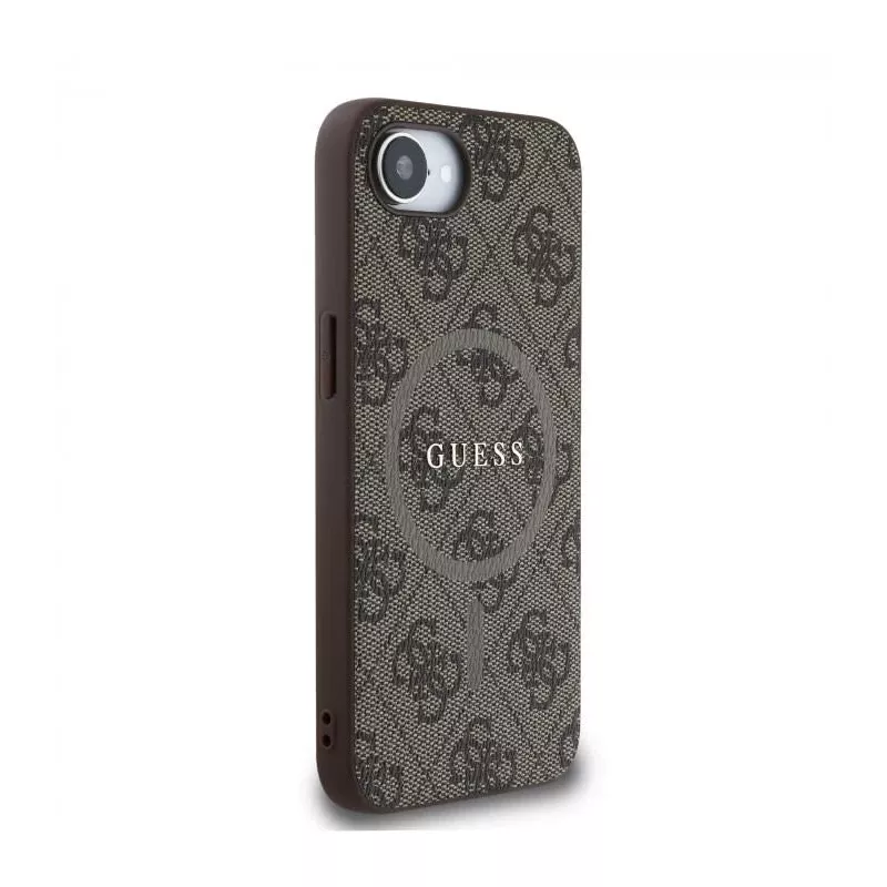 Guess 4G Ring Classic Logo MagSafe-hoesje voor Apple iPhone 16e (bruin)