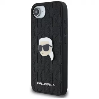 Karl Lagerfeld Monogram Karl Head Pin-hoesje voor iPhone 16e / 17e, zwart