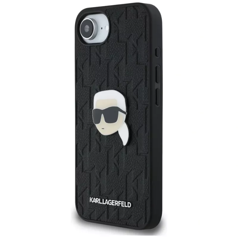 Karl Lagerfeld Monogram Karl Head Pin-hoesje voor iPhone 16e / 17e, zwart