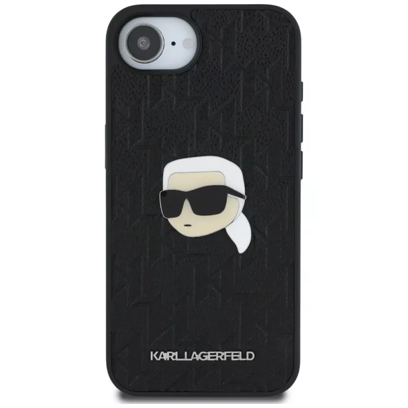 Karl Lagerfeld Monogram Karl Head Pin-hoesje voor iPhone 16e / 17e, zwart