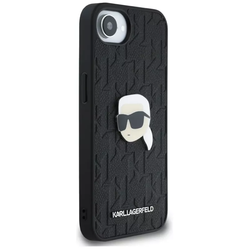 Karl Lagerfeld Monogram Karl Head Pin-hoesje voor iPhone 16e / 17e, zwart