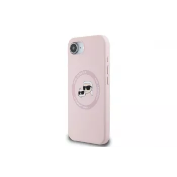 Karl Lagerfeld Silicone Karl & Choupette Heads MagSafe-hoesje voor iPhone 16e / 17e roze
