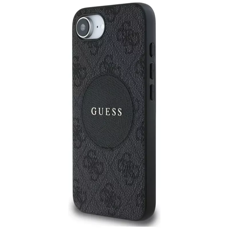 Guess 4G Circle Classic Logo MagSafe-hoesje voor iPhone 16e - zwart