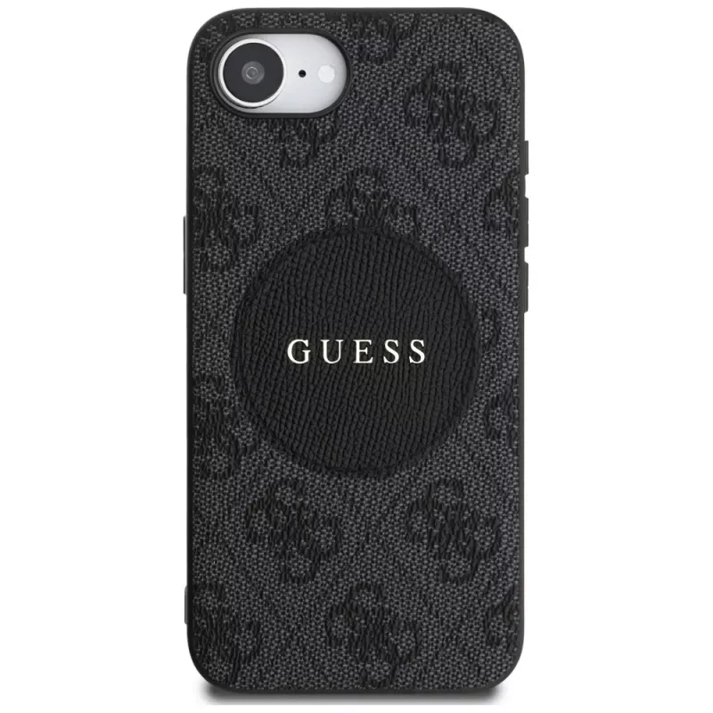 Guess 4G Circle Classic Logo MagSafe-hoesje voor iPhone 16e - zwart