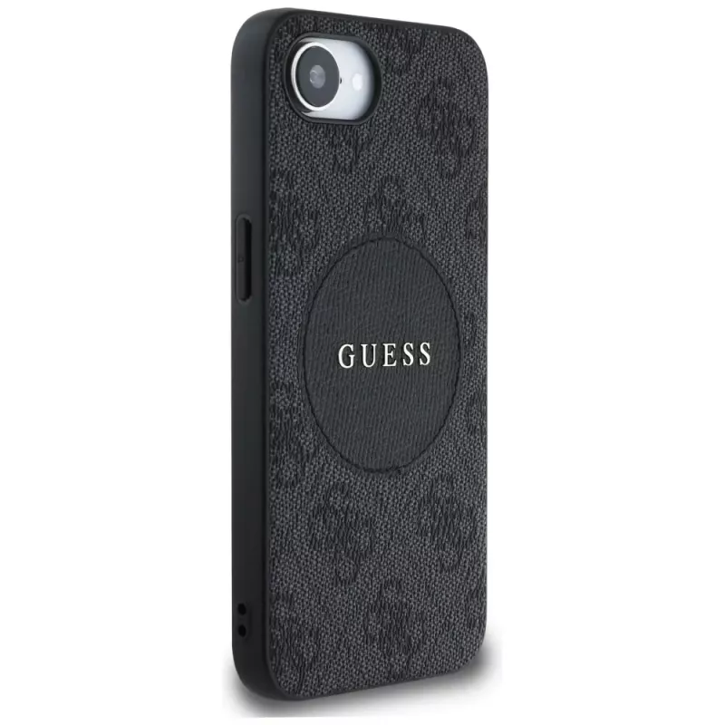 Guess 4G Circle Classic Logo MagSafe-hoesje voor iPhone 16e - zwart