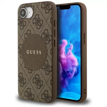 Guess 4G Circle Classic Logo MagSafe-hoesje voor iPhone 16e (bruin)