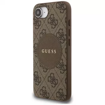 Guess 4G Circle Classic Logo MagSafe-hoesje voor iPhone 16e (bruin)