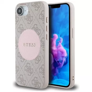 Guess 4G Circle Classic Logo MagSafe-hoesje voor iPhone 16e - roze