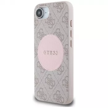 Guess 4G Circle Classic Logo MagSafe-hoesje voor iPhone 16e - roze
