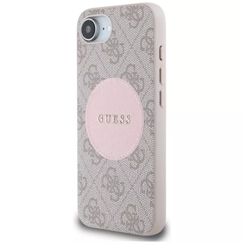 Guess 4G Circle Classic Logo MagSafe-hoesje voor iPhone 16e - roze