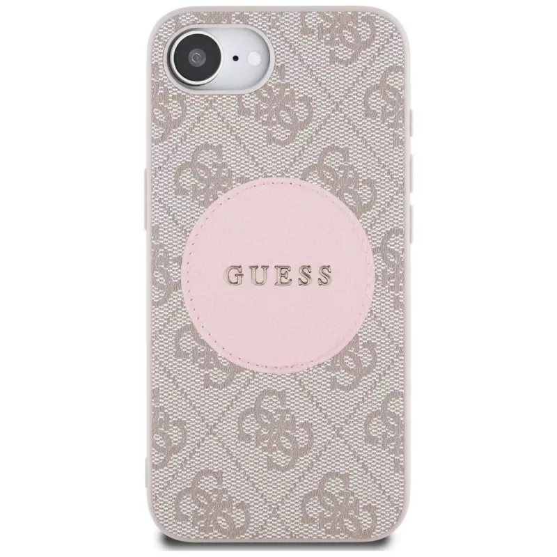 Guess 4G Circle Classic Logo MagSafe-hoesje voor iPhone 16e - roze