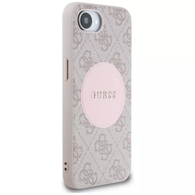 Guess 4G Circle Classic Logo MagSafe-hoesje voor iPhone 16e - roze