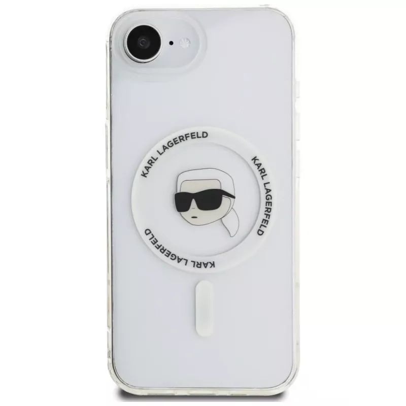 Karl Lagerfeld IML Metal Karl Head MagSafe Case voor iPhone 16e/17e wit