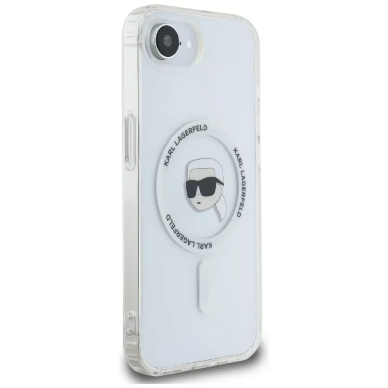 Karl Lagerfeld IML Metal Karl Head MagSafe Case voor iPhone 16e/17e wit