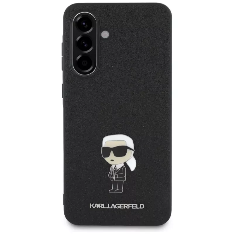 KARL LAGERFELD Fixed Glitter Ikonik Logo Metal Pin Case voor Samsung Galaxy A36 - zwart