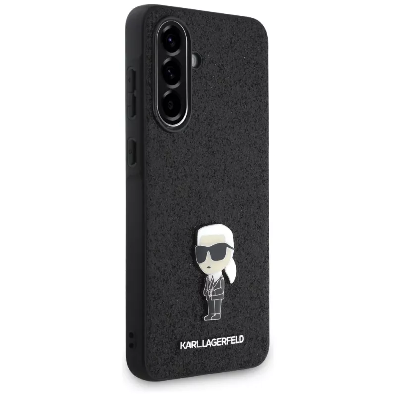 KARL LAGERFELD Fixed Glitter Ikonik Logo Metal Pin Case voor Samsung Galaxy A36 - zwart