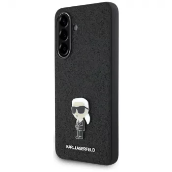 Karl Lagerfeld Fixed Glitter Ikonik Logo Metal Pin Back Cover voor Samsung Galaxy A56 5G (zwart)