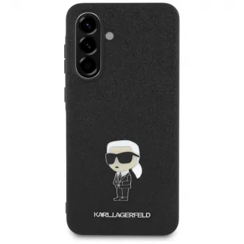 Karl Lagerfeld Fixed Glitter Ikonik Logo Metal Pin Back Cover voor Samsung Galaxy A56 5G (zwart)
