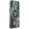 Guess IML Metal Glitter Flowers Triangle MagSafe Case voor Apple iPhone 16e (zwart)