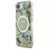 Guess IML Metal Glitter Flowers Triangle MagSafe Back Cover voor Apple iPhone 16e, groen