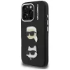 KARL LAGERFELD FW Grained Karl & Choupette Heads Pins Case voor iPhone 16 Pro, zwart