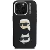 KARL LAGERFELD FW Grained Karl & Choupette Heads Pins Case voor iPhone 16 Pro, zwart