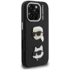KARL LAGERFELD FW Grained Karl & Choupette Heads Pins Case voor iPhone 16 Pro, zwart