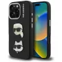 KARL LAGERFELD FW Grained Karl & Choupette Heads Pins Case voor iPhone 16 Pro Max, zwart
