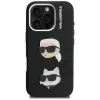 KARL LAGERFELD FW Grained Karl & Choupette Heads Pins Case voor iPhone 16 Pro Max, zwart