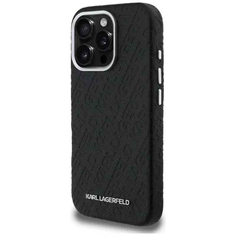 KARL LAGERFELD FW Stamped Karl MagSafe Case voor iPhone 16 Pro, zwart