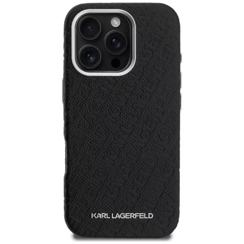 KARL LAGERFELD FW Stamped Karl MagSafe Case voor iPhone 16 Pro, zwart