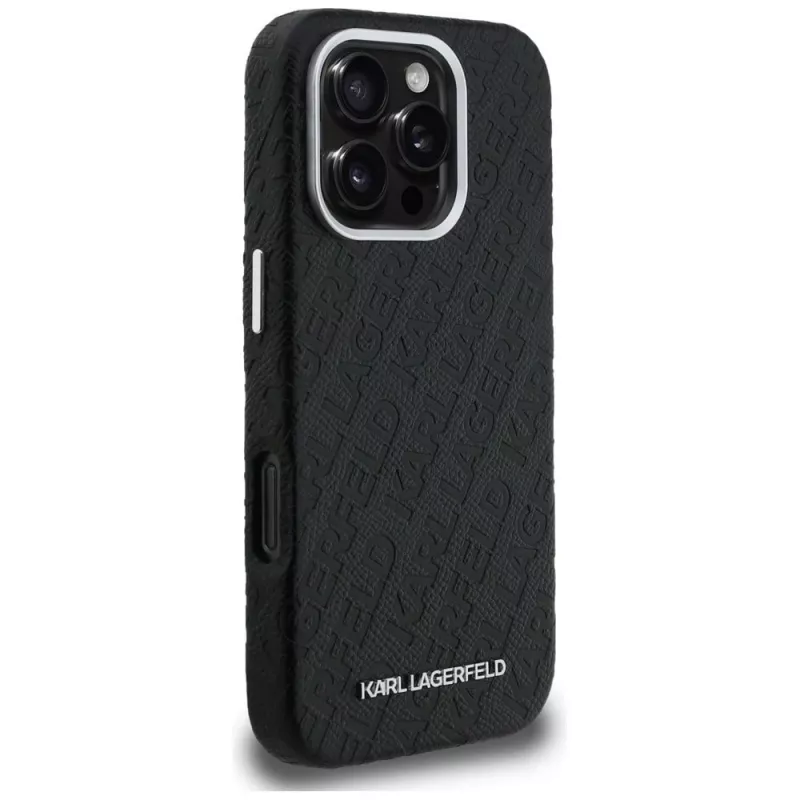 KARL LAGERFELD FW Stamped Karl MagSafe Case voor iPhone 16 Pro, zwart