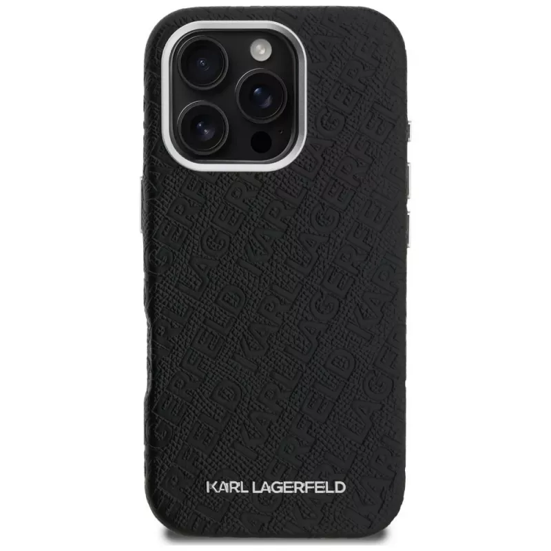 KARL LAGERFELD FW Stamped Karl MagSafe Case voor iPhone 16 Pro Max zwart