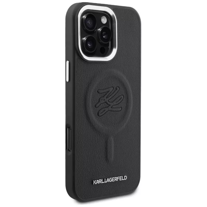 KARL LAGERFELD Embossed Ring Initials MagSafe Case voor Samsung Galaxy S26, zwart