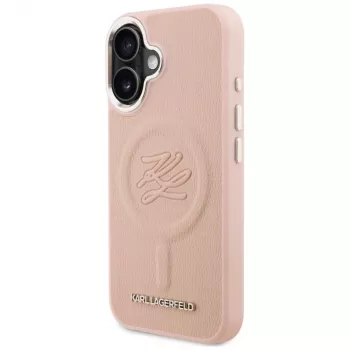 Karl Lagerfeld Initial & Metal Logo MagSafe Case voor iPhone 16 roze