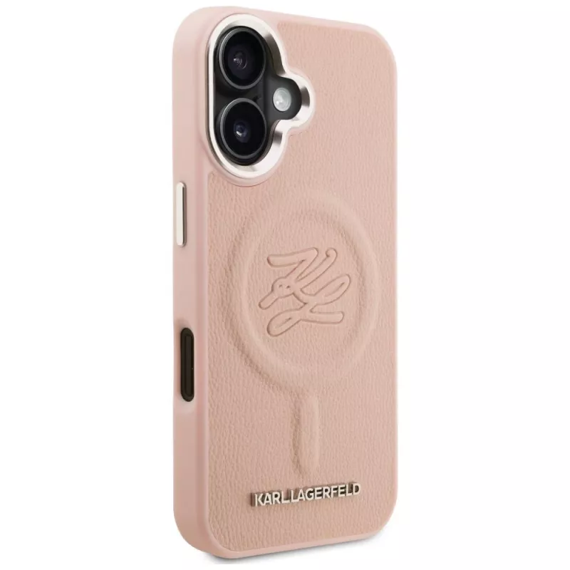 Karl Lagerfeld Initial & Metal Logo MagSafe Case voor iPhone 16 roze