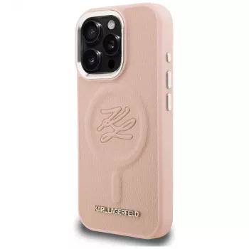 KARL LAGERFELD Initial & Metal Logo MagSafe Case voor iPhone 16 Pro Max roze