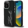 Karl Lagerfeld FW Grained Signature Logo Case voor iPhone 16 Pro, zwart