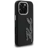 Karl Lagerfeld FW Grained Signature Logo Case voor iPhone 16 Pro, zwart