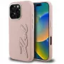 KARL LAGERFELD FW Grained Signature Logo Hard Case voor iPhone 16 Pro, roze