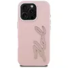 KARL LAGERFELD FW Grained Signature Logo Hard Case voor iPhone 16 Pro, roze