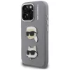 Karl Lagerfeld FW Grained Karl & Choupette Heads Pins Case voor iPhone 16 Pro grijs
