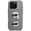 KARL LAGERFELD FW Grained Karl & Choupette Heads Pins Case voor iPhone 16 Pro Max, grijs