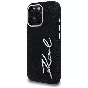 KARL LAGERFELD FW Jeans Signature Logo Case voor iPhone 16 Pro Max, zwart