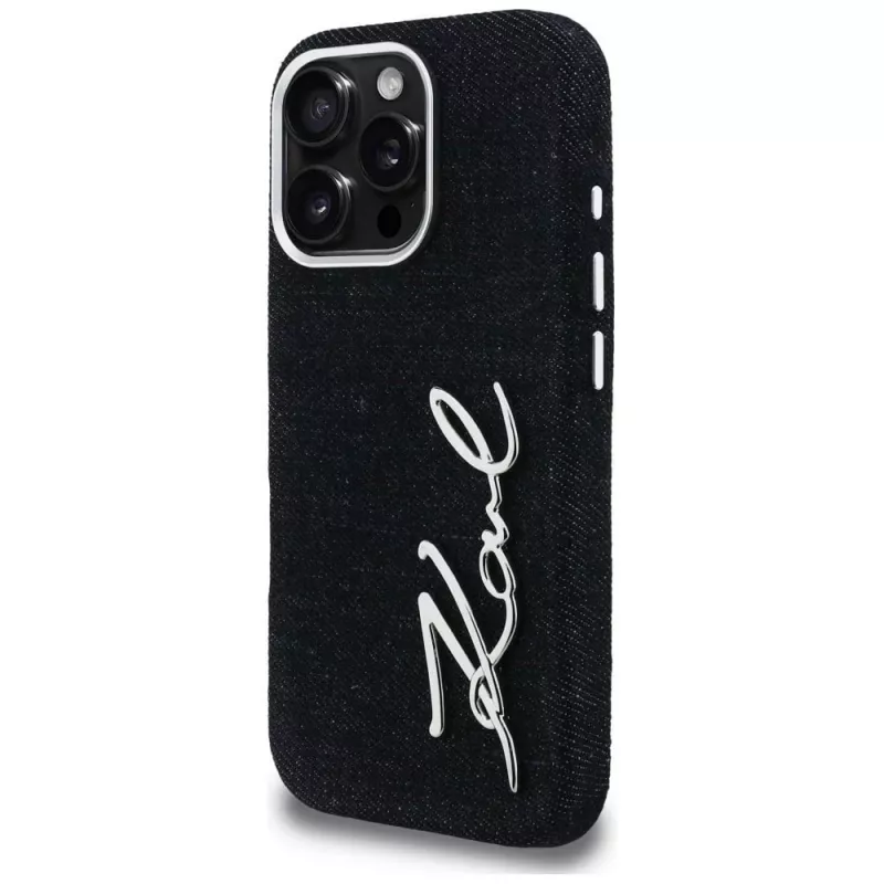 KARL LAGERFELD FW Jeans Signature Logo Case voor iPhone 16 Pro Max, zwart