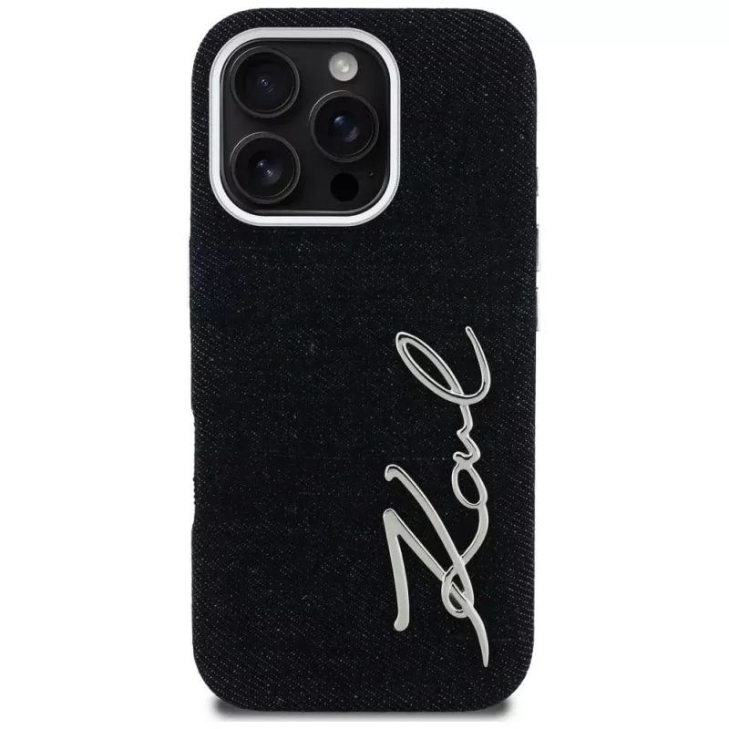 KARL LAGERFELD FW Jeans Signature Logo Case voor iPhone 16 Pro Max, zwart