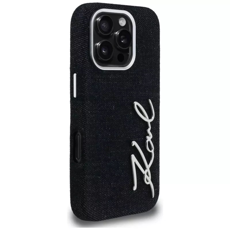 KARL LAGERFELD FW Jeans Signature Logo Case voor iPhone 16 Pro Max, zwart