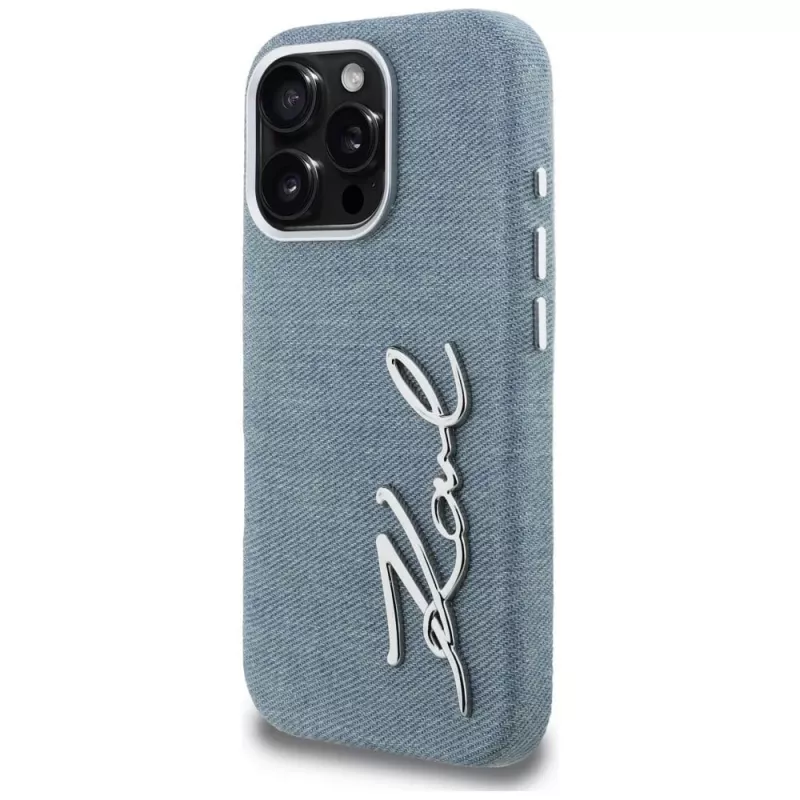KARL LAGERFELD FW Jeans Signature Logo Case voor iPhone 16 Pro Max, blauw